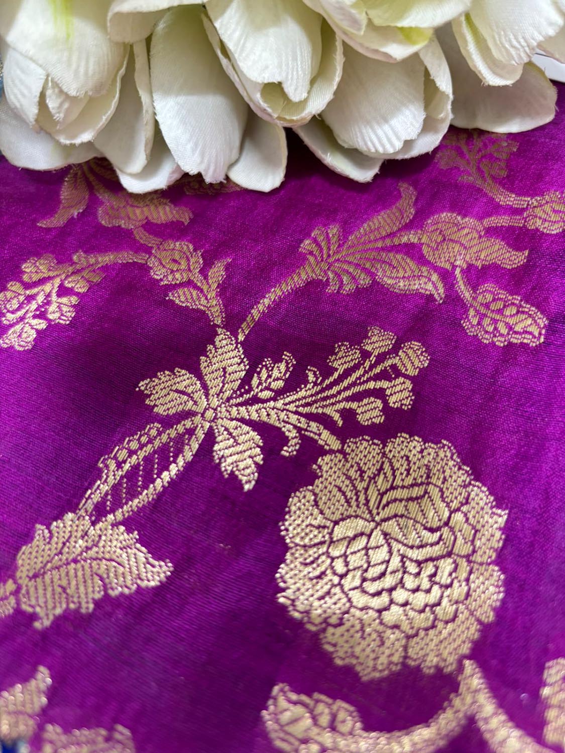 Elegant Purple Banarasi Handloom Chiniya Silk Fabric ( 2.5 Mtr ) - Luxurion World