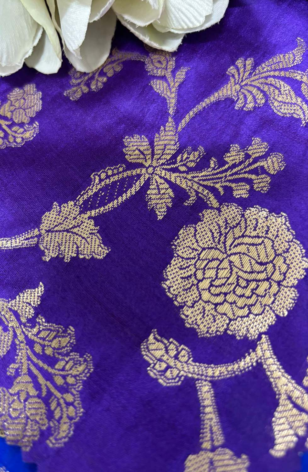 Elegant Purple Banarasi Handloom Chiniya Silk Fabric ( 2.5 Mtr ) - Luxurion World