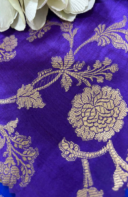 Elegant Purple Banarasi Handloom Chiniya Silk Fabric ( 2.5 Mtr ) - Luxurion World