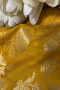 Yellow Banarasi Handloom Chiniya Silk Fabric ( 2.5 Mtr ) - Luxurion World