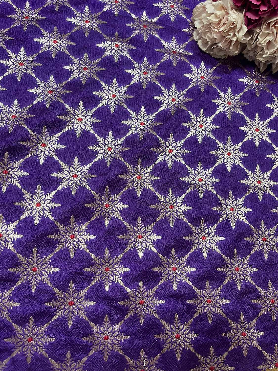 Elegant Purple Banarasi Handloom Chiniya Silk Fabric ( 2.5 Mtr ) - Luxurion World