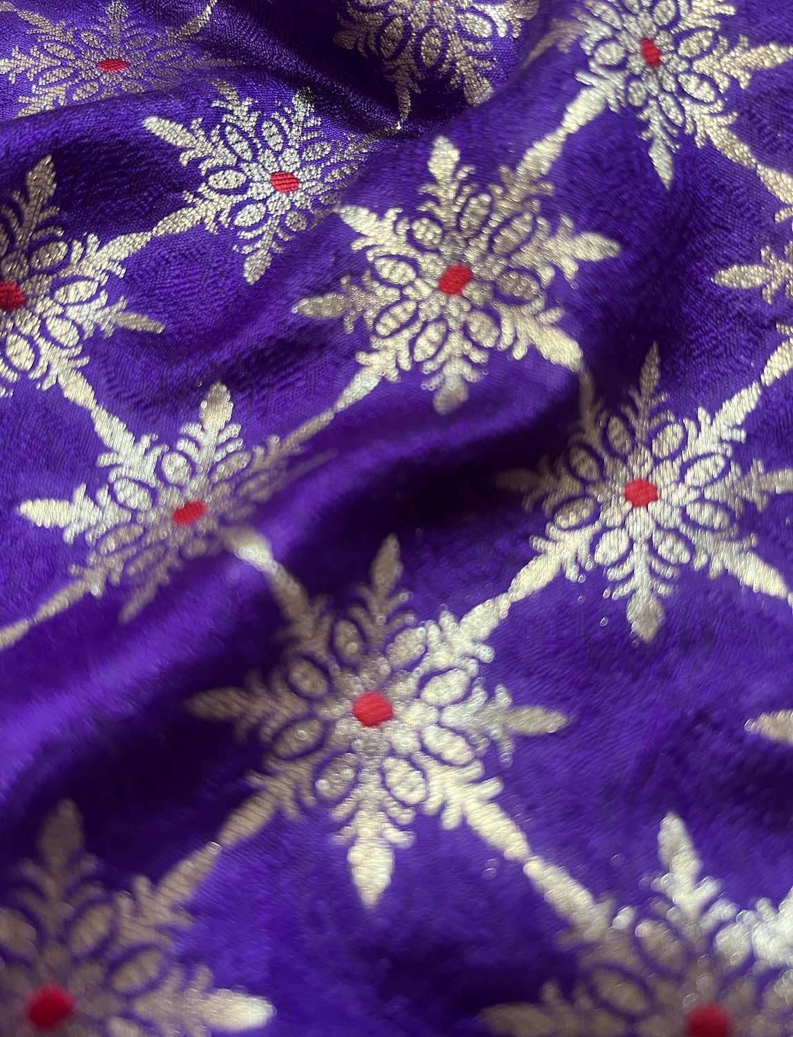 Elegant Purple Banarasi Handloom Chiniya Silk Fabric ( 2.5 Mtr ) - Luxurion World