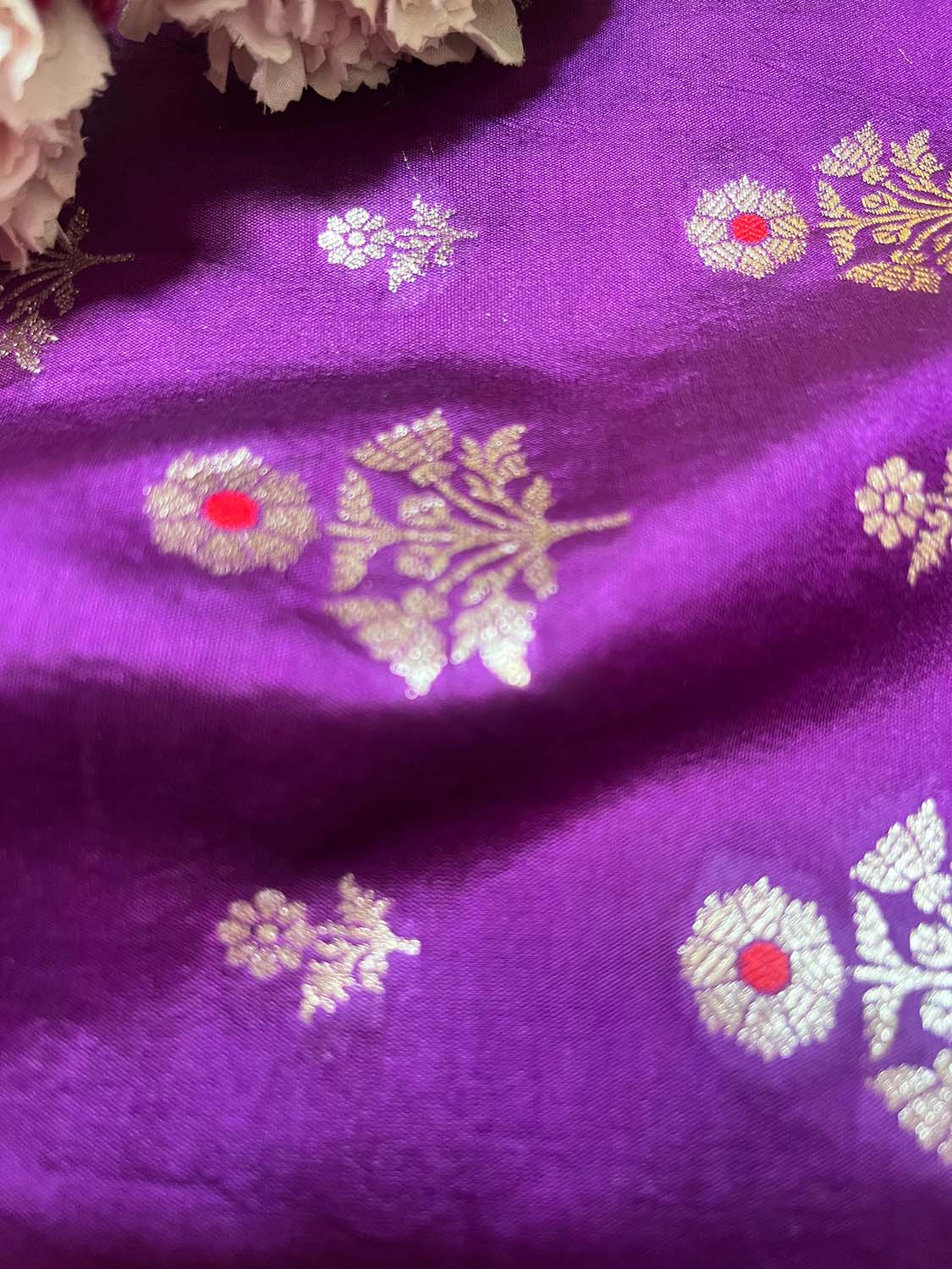 Elegant Purple Banarasi Handloom Chiniya Silk Fabric ( 2.5 Mtr ) - Luxurion World
