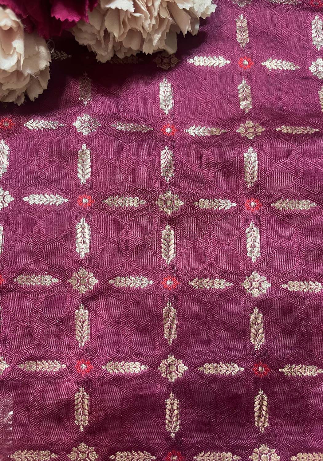 Elegant Purple Banarasi Handloom Chiniya Silk Fabric ( 2.5 Mtr ) - Luxurion World