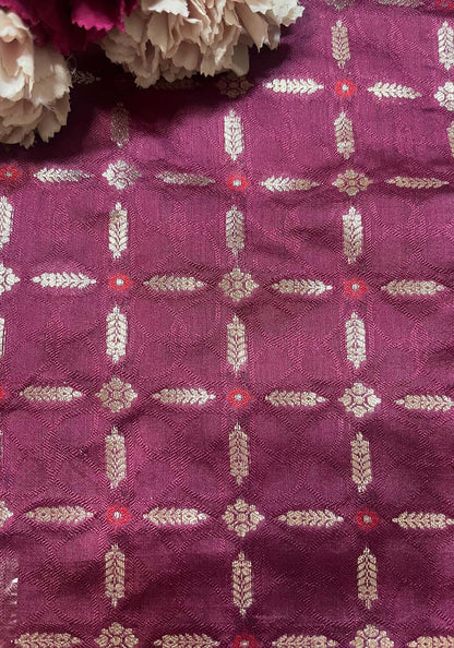 Elegant Purple Banarasi Handloom Chiniya Silk Fabric ( 2.5 Mtr ) - Luxurion World