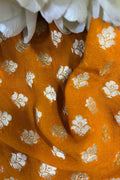 Yellow Banarasi Handloom Pure Georgette Fabric ( 2.5 Mtr ) - Luxurion World