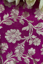Elegant Purple Banarasi Handloom Pure Georgette Fabric ( 2.5 Mtr ) - Luxurion World