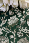 Green Banarasi Handloom Pure Georgette Fabric ( 2.5 Mtr ) - Luxurion World