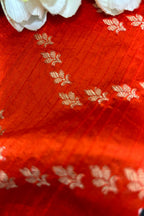 Orange Banarasi Handloom Pure Silk Fabric ( 2.5 Mtr ) - Luxurion World