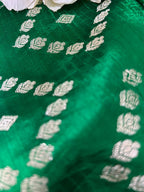 Green Banarasi Handloom Pure Silk Fabric ( 2.5 Mtr ) - Luxurion World