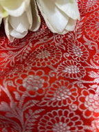 Red Banarasi Handloom Pure Silk Fabric ( 2.5 Mtr ) - Luxurion World