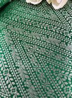 Green Banarasi Handloom Pure Silk Fabric ( 2.5 Mtr ) - Luxurion World