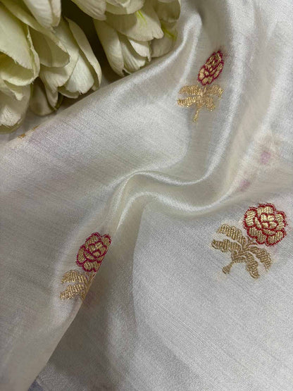 Dyeable Banarasi Handloom Chiniya Silk Fabric ( 2.5 Mtr ) - Luxurion World