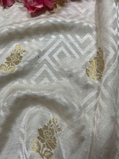 Dyeable Banarasi Handloom Moonga Silk Fabric ( 2.5 Mtr ) - Luxurion World