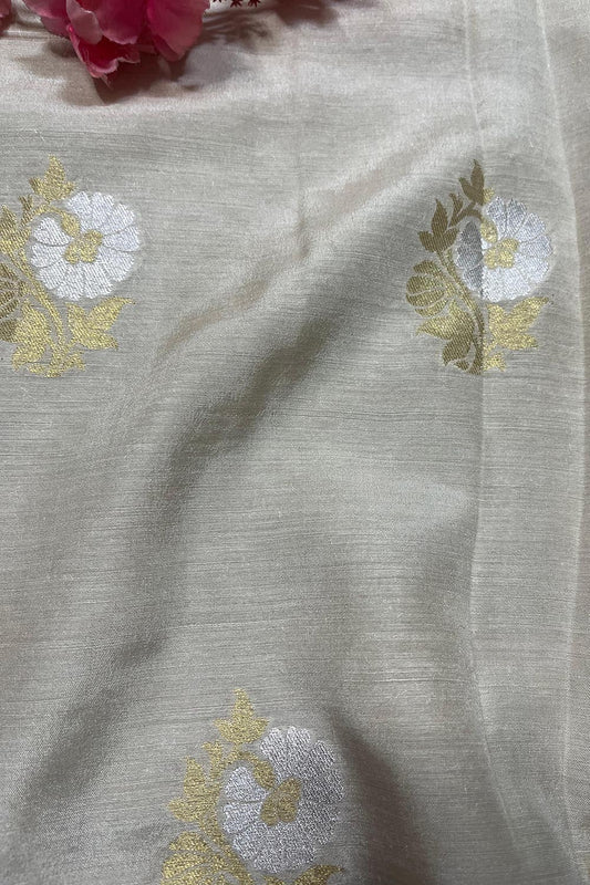 Dyeable Banarasi Handloom Moonga Silk Fabric ( 1 Mtr ) - Luxurion World