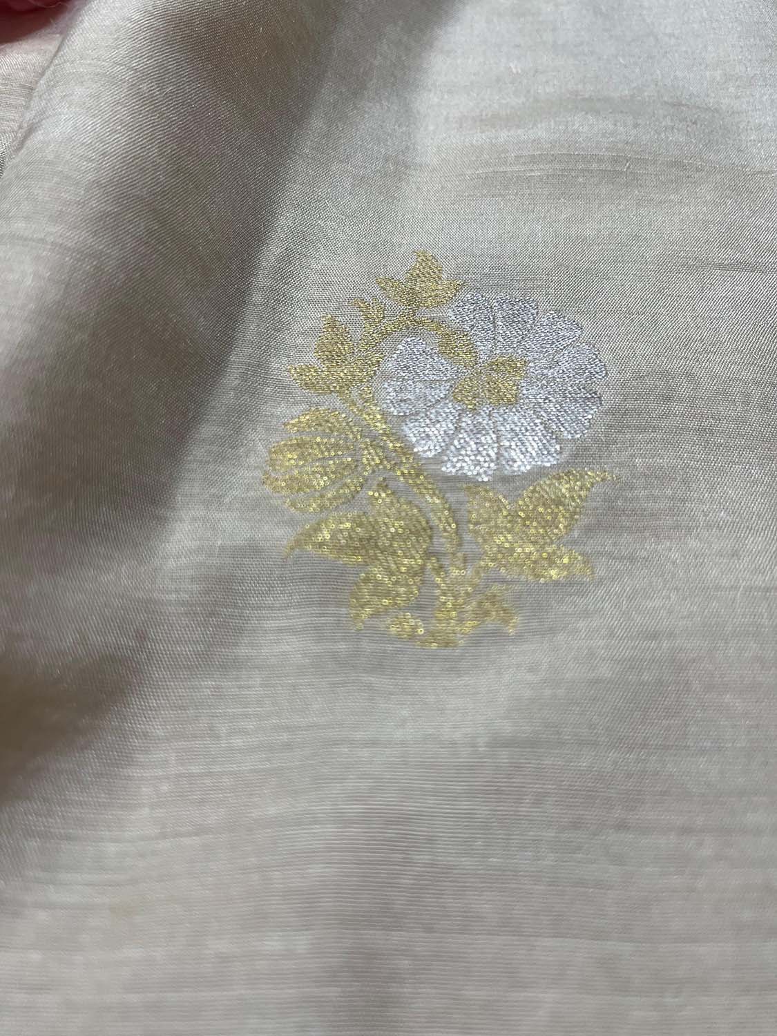 Dyeable Banarasi Handloom Moonga Silk Fabric ( 1 Mtr ) - Luxurion World