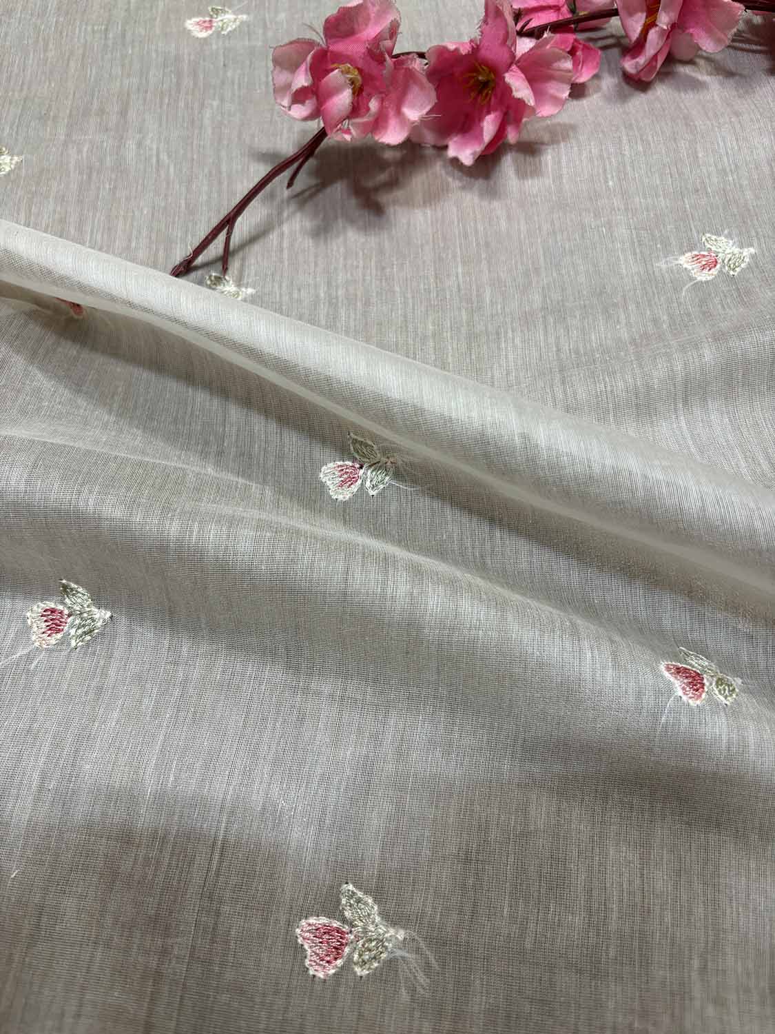 Dyeable Banarasi Handloom Mul Cotton Fabric ( 2.5 Mtr ) - Luxurion World