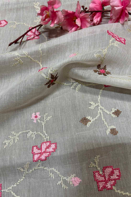 Dyeable Banarasi Handloom Mul Cotton Fabric ( 2.5 Mtr ) - Luxurion World