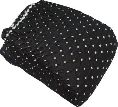 Black Bandhani Gajji Silk Fabric - Luxurious and Elegant ( 6 Mtr ) - Luxurion World