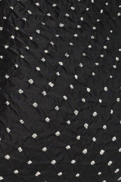 Black Bandhani Gajji Silk Fabric - Luxurious and Elegant ( 6 Mtr ) - Luxurion World