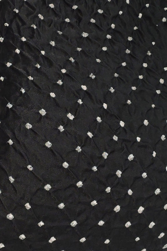 Black Bandhani Gajji Silk Fabric - Luxurious and Elegant ( 6 Mtr ) - Luxurion World