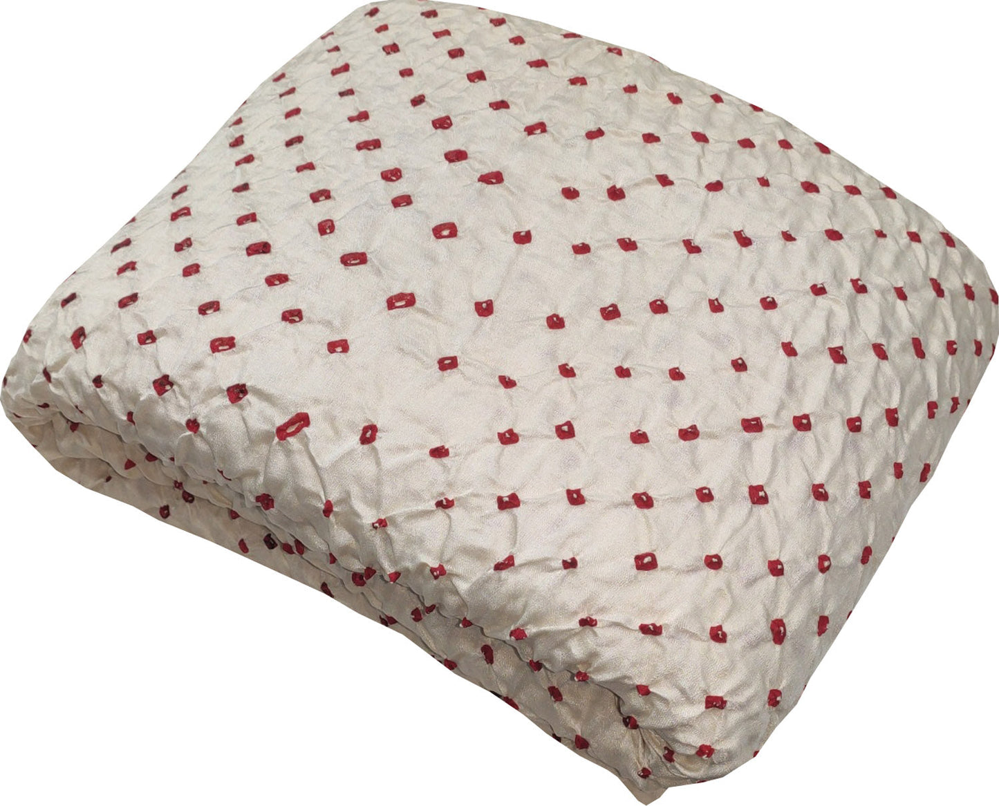 Luxurious Off White Bandhani Gajji Silk Fabric ( 6 Mtr ) - Luxurion World