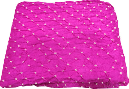 Beautiful Pink Bandhani Gajji Silk Fabric ( 6 Mtr ) - Luxurion World