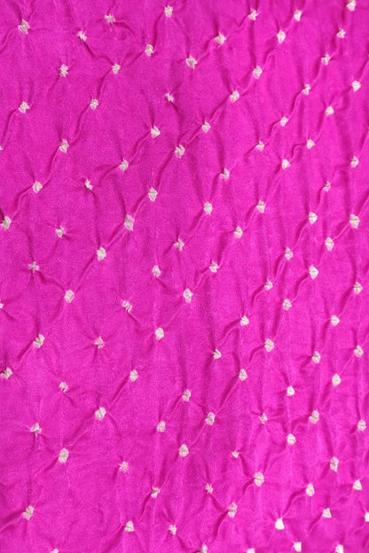 Beautiful Pink Bandhani Gajji Silk Fabric ( 6 Mtr ) - Luxurion World