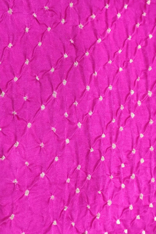Beautiful Pink Bandhani Gajji Silk Fabric ( 6 Mtr ) - Luxurion World