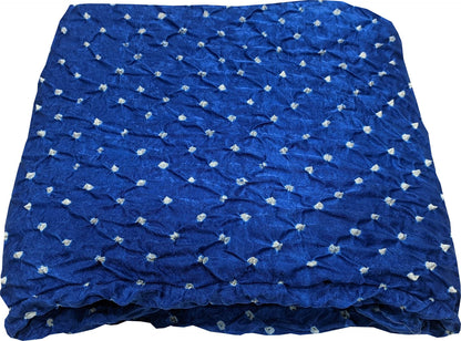 Blue Bandhani Gajji Silk: Luxurious Fabric for You ( 6 Mtr ) - Luxurion World