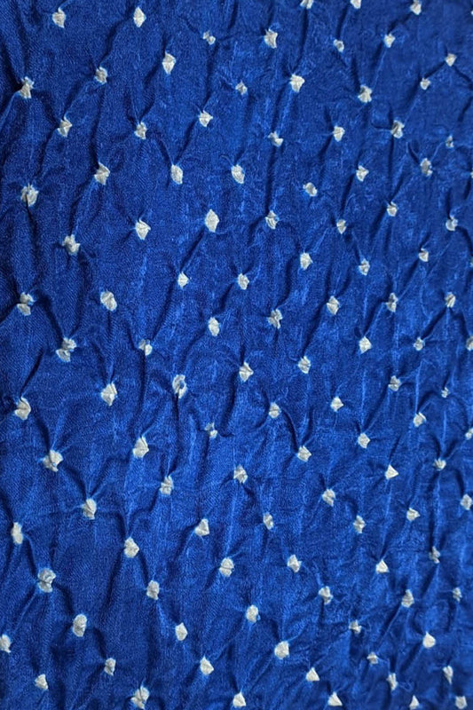 Blue Bandhani Gajji Silk: Luxurious Fabric for You ( 6 Mtr ) - Luxurion World