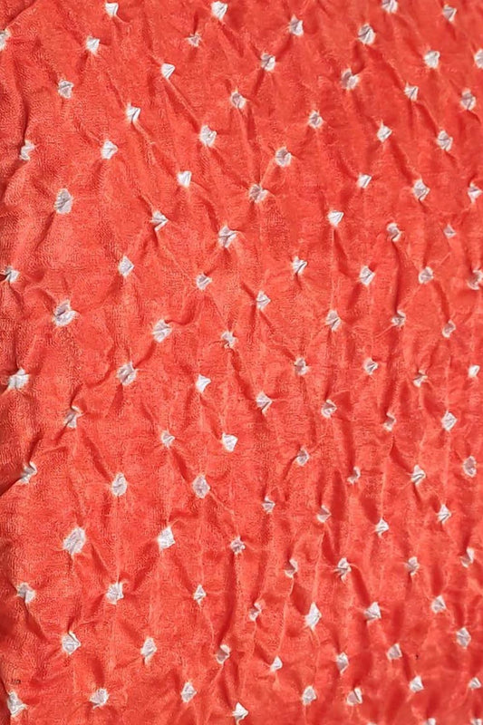 Elegant Orange Bandhani Gajji Silk Fabric ( 6 Mtr ) - Luxurion World
