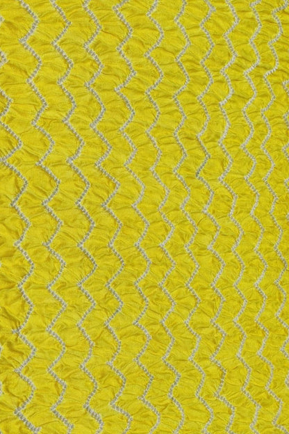 Yellow Bandhani Gajji Silk Fabric - Vibrant and Luxurious ( 6 Mtr ) - Luxurion World