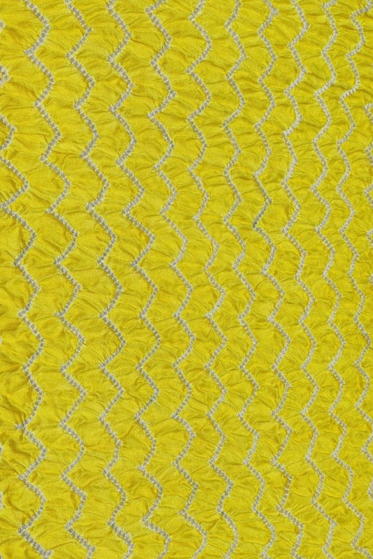 Yellow Bandhani Gajji Silk Fabric - Vibrant and Luxurious ( 6 Mtr ) - Luxurion World