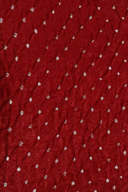 Elegant Maroon Bandhani Gajji Silk Fabric ( 6 Mtr ) - Luxurion World