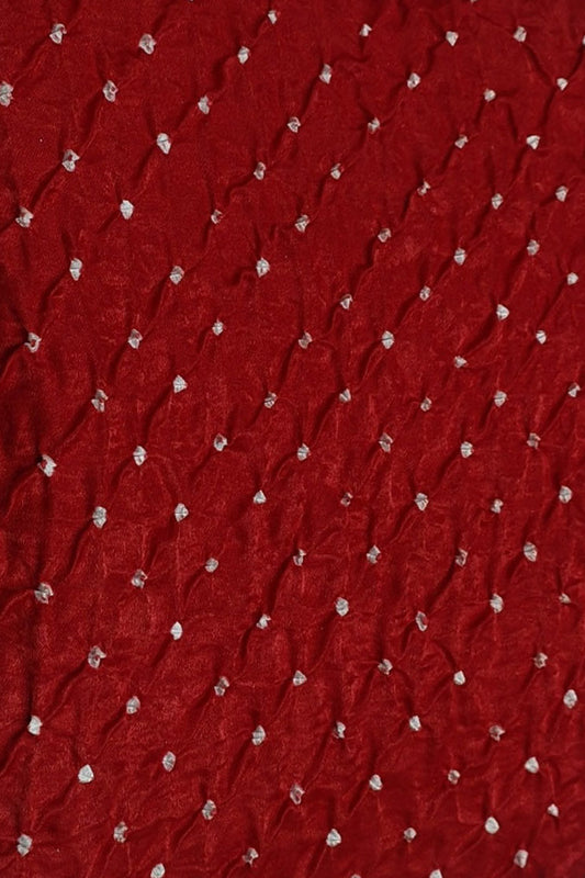 Elegant Maroon Bandhani Gajji Silk Fabric ( 6 Mtr ) - Luxurion World