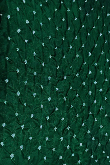 Green Bandhani Gajji Silk Fabric - Pure Elegance ( 6 Mtr ) - Luxurion World