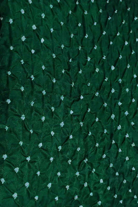 Green Bandhani Gajji Silk Fabric - Pure Elegance ( 6 Mtr ) - Luxurion World