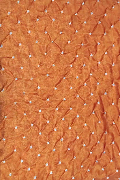 Vibrant Orange Bandhani Gajji Silk Fabric ( 6 Mtr ) - Luxurion World