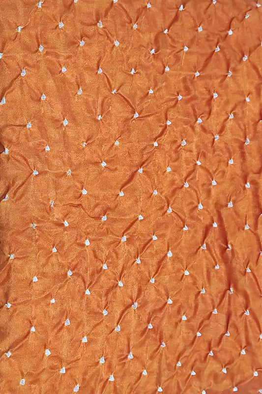 Vibrant Orange Bandhani Gajji Silk Fabric ( 6 Mtr ) - Luxurion World
