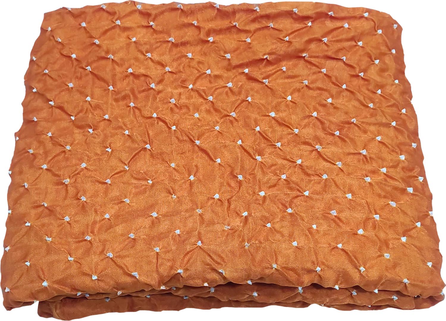 Vibrant Orange Bandhani Gajji Silk Fabric ( 6 Mtr ) - Luxurion World