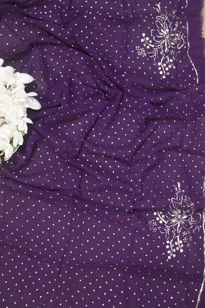 Purple Pure Georgette Mukaish Work Blouse Fabric: Elegant and Stylish for Any Occasion - Luxurion World