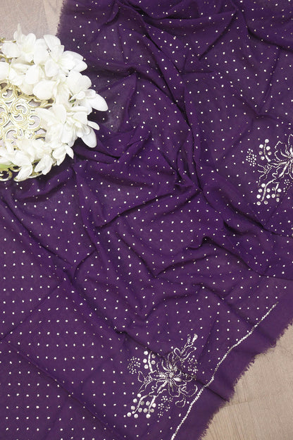 Purple Pure Georgette Mukaish Work Blouse Fabric: Elegant and Stylish for Any Occasion - Luxurion World