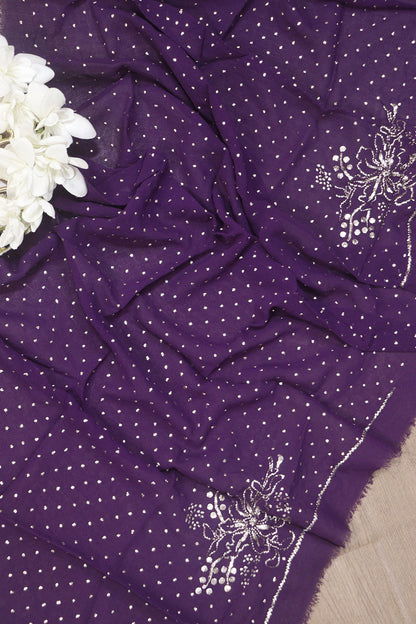 Purple Pure Georgette Mukaish Work Blouse Fabric: Elegant and Stylish for Any Occasion - Luxurion World