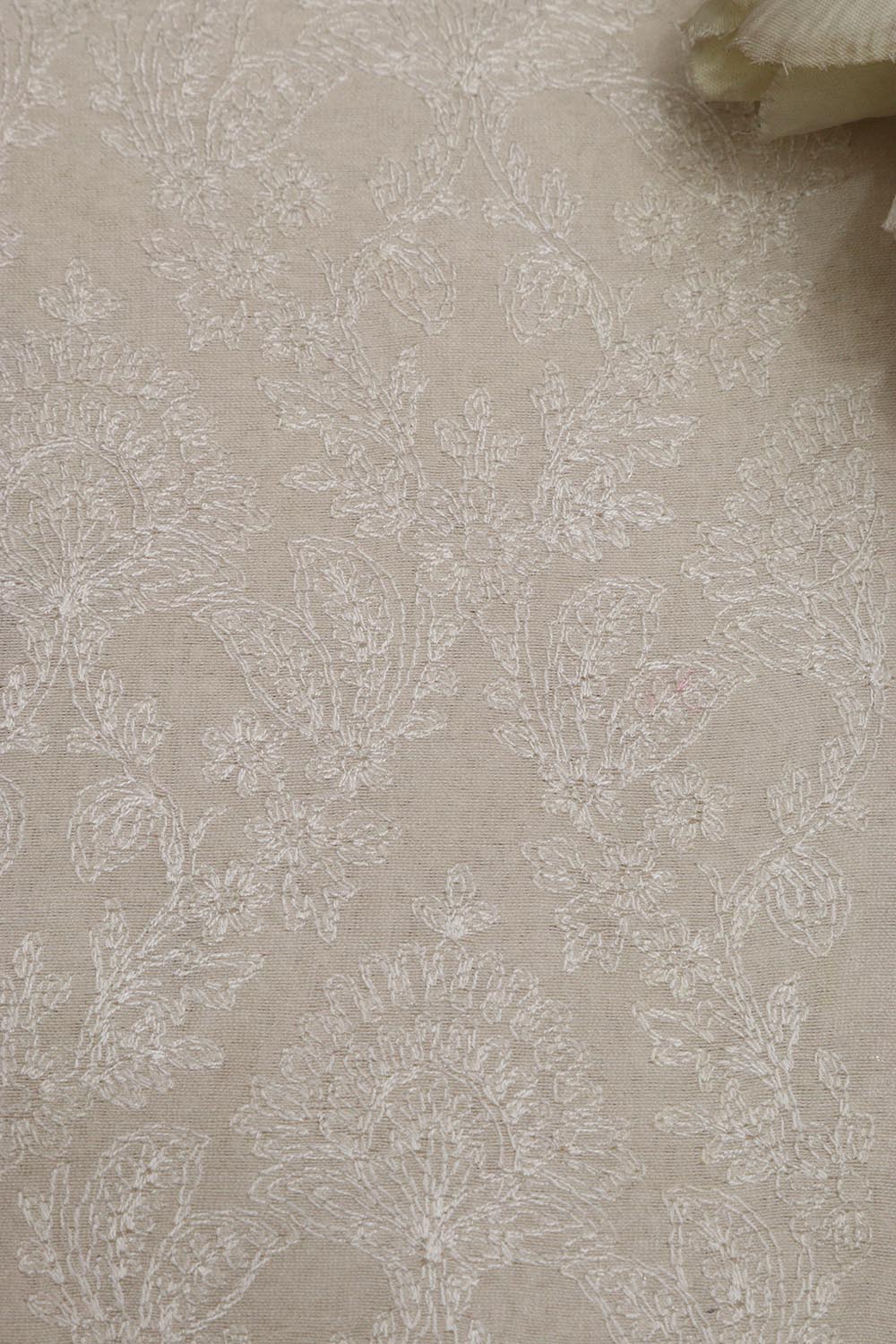 Dyeable Chikankari Embroidered Silk Fabric ( 2.5 Mtr ) - Luxurion World