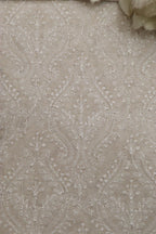 Dyeable Chikankari Embroidered Silk Fabric ( 2.5 Mtr ) - Luxurion World
