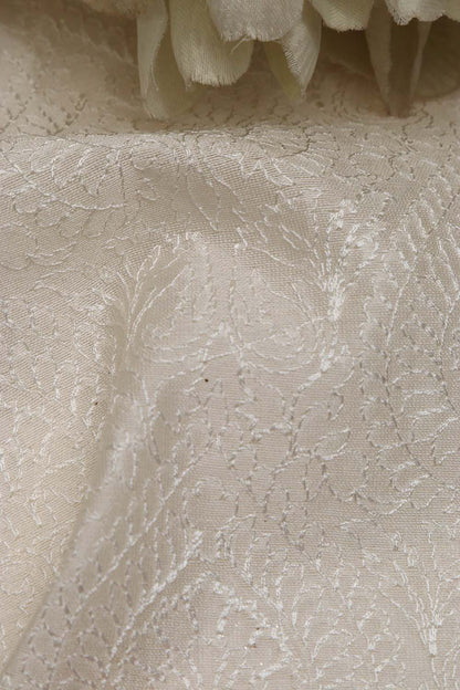 Dyeable Chikankari Embroidered Silk Fabric ( 2.5 Mtr ) - Luxurion World
