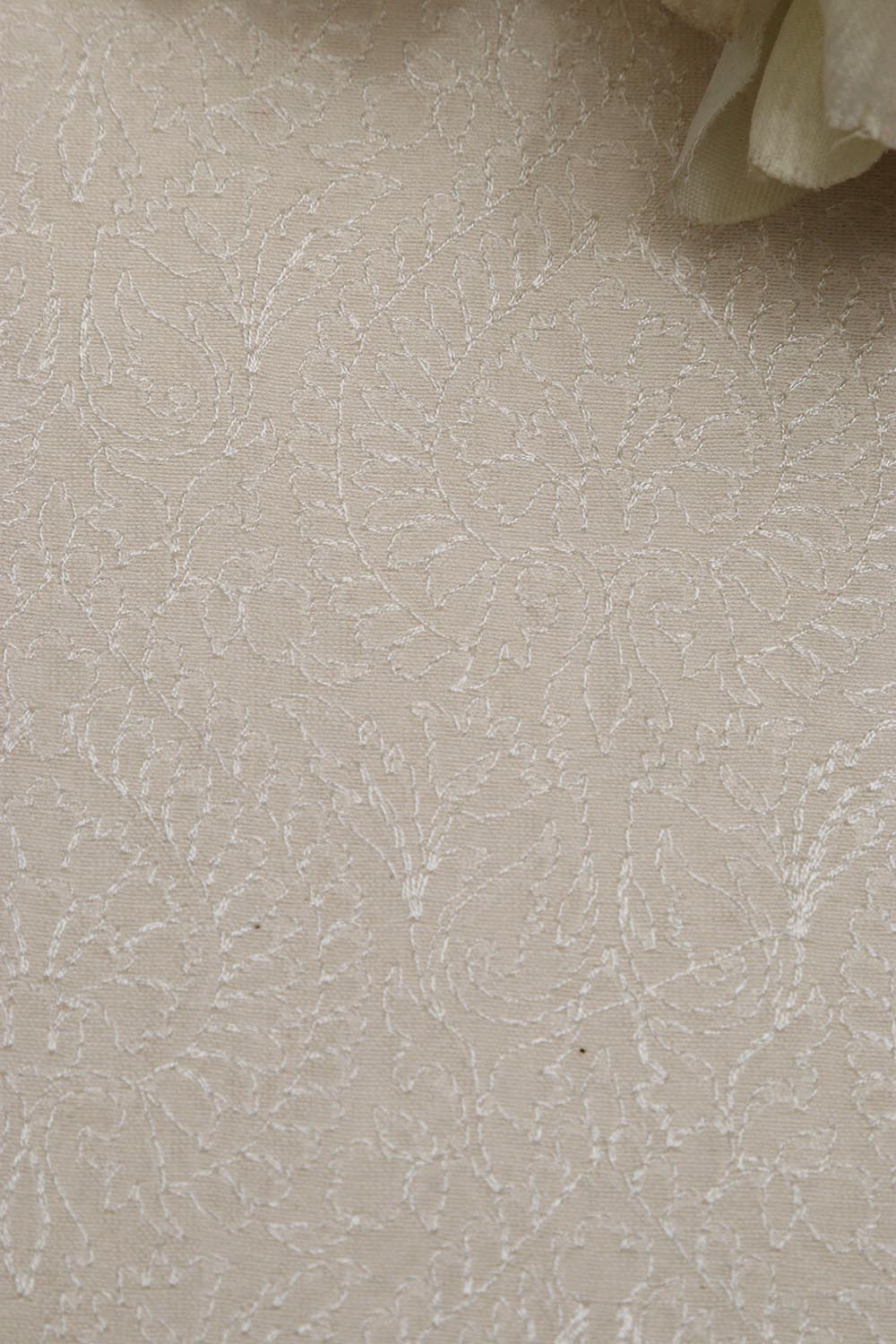 Dyeable Chikankari Embroidered Silk Fabric ( 2.5 Mtr ) - Luxurion World