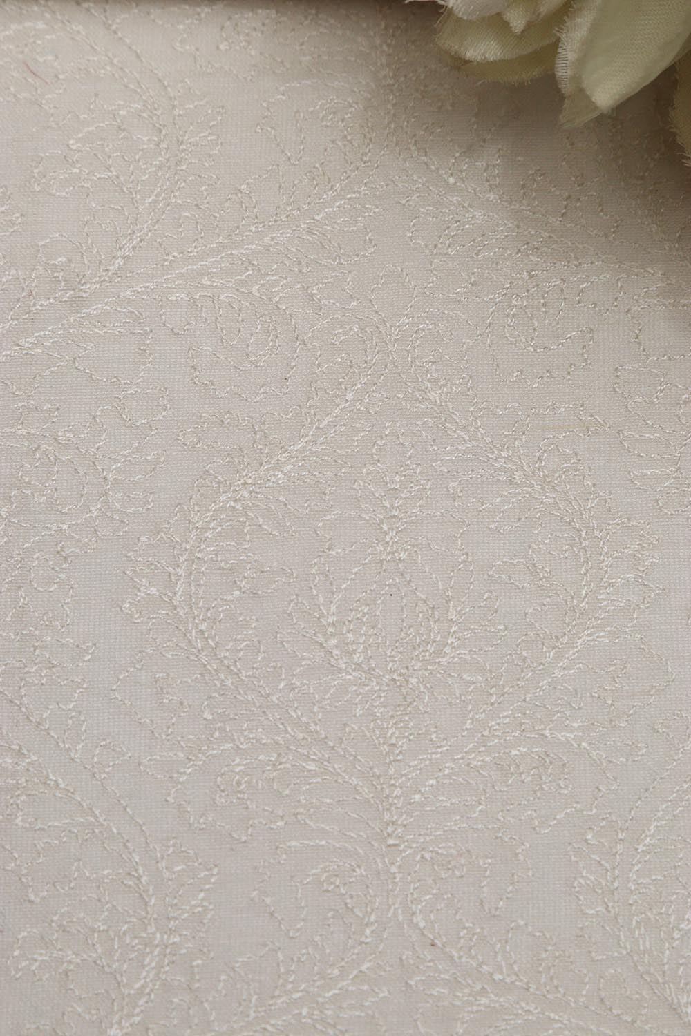 Dyeable Chikankari Embroidered Silk Fabric ( 2.5 Mtr ) - Luxurion World