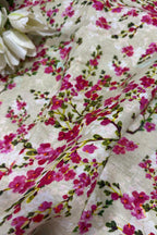 Pastel Digital Printed Linen Flower Design Fabric ( 1 Mtr ) - Luxurion World